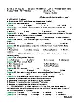 Đề kiểm tra học kỳ I môn Tiếng Anh Lớp 12 - Năm học 2017-2018 - Trường THCS - THPT Tây Sơn (Có đáp án)